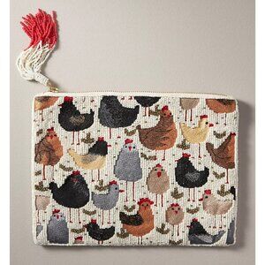 The Fiona Large Chicken Beaded Pouch Clutch Purse By Anthropologie NWT